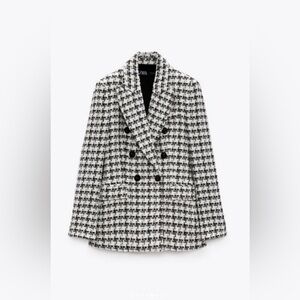 Zara Double Blazer In Black And White